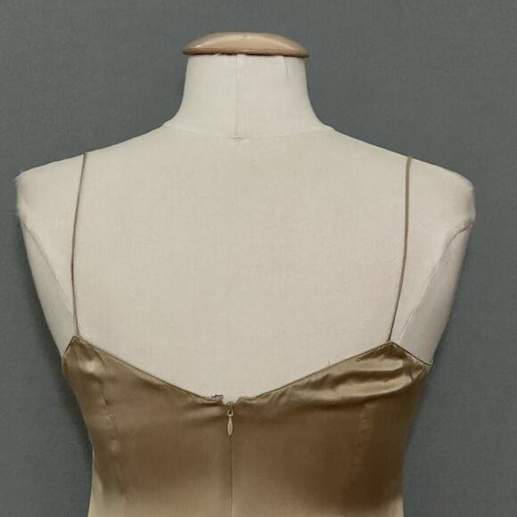 Rickie Freeman Teri Jon Womens Dress 4 Gold Silk Satin‎ Slip Cocktail Retro Y2K - Picture 7 of 13